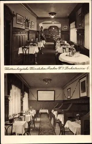 Ak Berlin Tiergarten, Württembergische Weinstuben, Linkstr. 6, Innenansicht