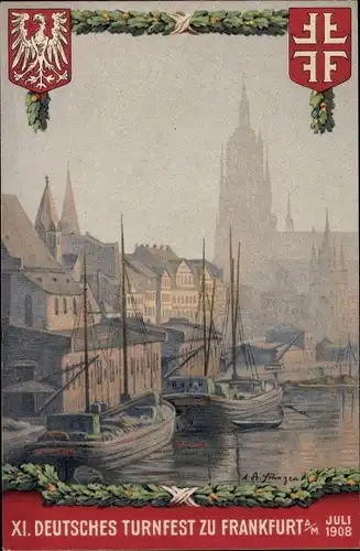 Künstler Ak Söhngen, Frankfurt am Main, XI. Deutsches Turnfest 1908