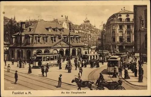 Ak Frankfurt am Main, An der Hauptwache, Straßenbahnen