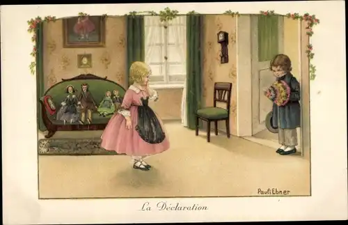 Künstler Ak Ebner, Pauli, La Declaration, Puppen, Freier