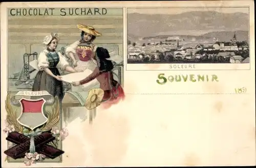 Litho Soleure Solothurn, Chocolat Suchard, Reklame, Stadtansicht, Schokolade