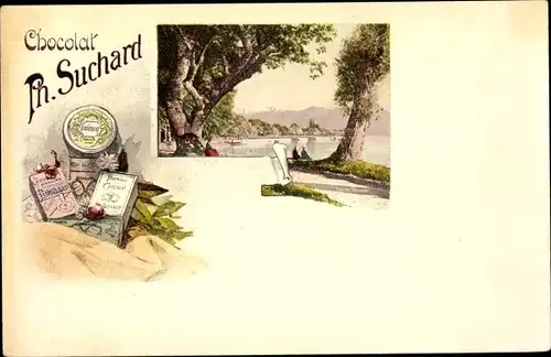 Litho Schweiz, Reklame, Chocolat Suchard, Landschaft