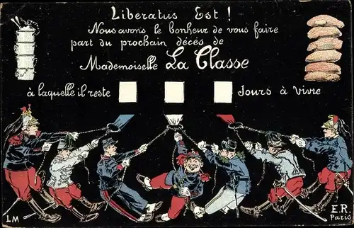 Ak Französische Soldaten, Mademoiselle La Classe, il reste XX jours a vivre
