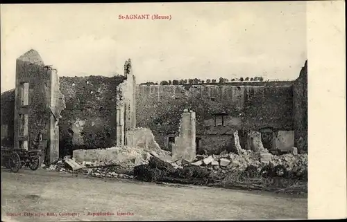 Ak Saint Agnant Meuse, Kriegszerstörungen, I. WK, Zerstörtes Gebäude