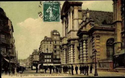 Ak Le Havre Seine Maritime, Notre Dame et la Rue de Paris