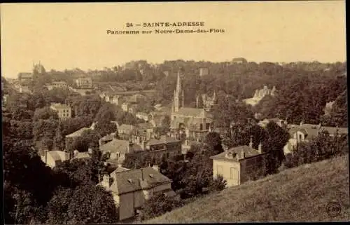 Ak Sainte Adresse Seine Maritime, Panorama sur Notre Dame des Flots