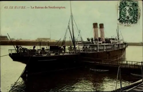 Ak Le Havre Seine Maritime, Le Bateau de Southampton