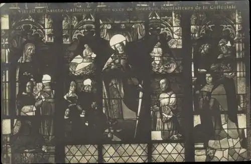 Ak Lurcy Lévis Lévy Allier, Vitrail de Sainte Cathrine et des ducs de Bourbon