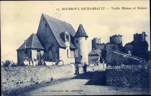 Ak Bourbon l'Archambault Allier, Vieille Maisonet Ruines