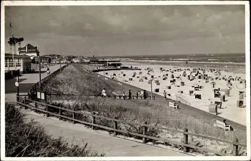 Ak Nordseebad Wangerooge in Ostfriesland, Strand, Promenade