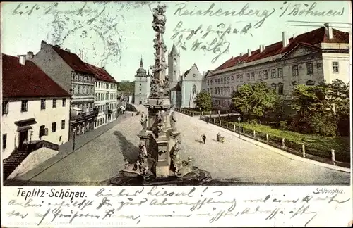 Ak Teplice Šanov Teplitz Schönau Region Aussig, Schlossplatz