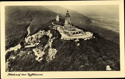 Ak Steinthaleben Kyffhäuserland Thüringen, Kyffhäuser, Fliegeraufnahme vom Kaiser Wilhelm Denkmal