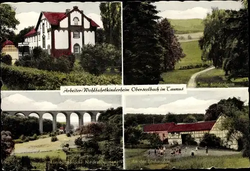 Ak Oberseelbach Niedernhausen im Taunus Hessen, Arbeiterwohlfahrt Kinderheim, Autobahnbrücke