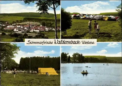 Ak Waldernbach Mengerskirchen im Westerwald, Campingplatz Seeweiher, Teilansicht, Strandbad