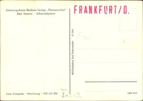 Ak Bad Saarow in der Mark, Erholungsheim Berliner Verlag Theresienhof