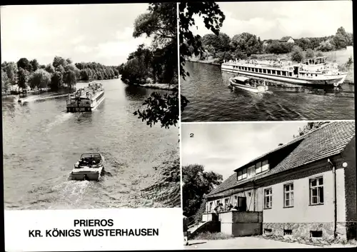 Ak Prieros Heidesee in der Mark, Anlegestelle der Weißen Flotte, Kulturhaus