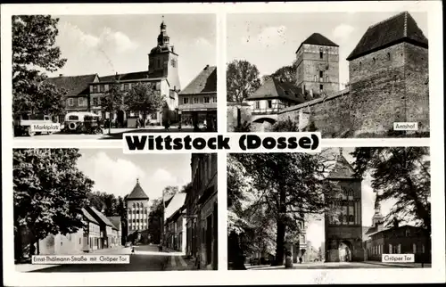 Ak Wittstock Dosse, Ostprignitz, Gröper Tor, Amtshof, Marktplatz