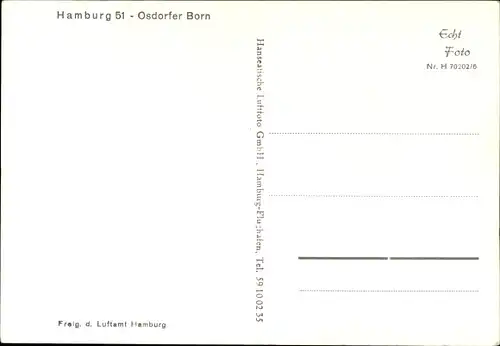 Ak Hamburg Altona Osdorf, Osdorfer Born, Fliegeraufnahme