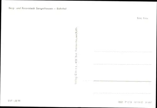 Ak Sangerhausen am Südharz, Bahnhof d. Berg- u. Rosenstadt, Wappen