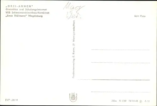 Ak Drei Annen Hohne Wernigerode im Harz, Gaststätte und Schulungsinternat