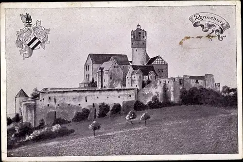 Wappen Ak Ronneburg in Hessen, Blick auf die Burg