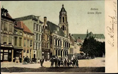 Ak Arnhem Gelderland Niederlande, Groote Markt, Passanten