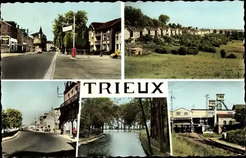 Ak Trieux Meurthe et Moselle, Straßenpartie, Bahnhof, Flusspartie, Siedlung