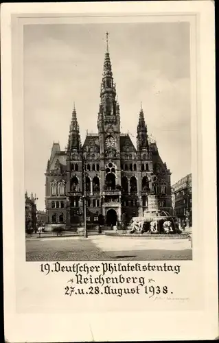 Ak Liberec Reichenberg in Böhmen, 19. Deutscher Philatelisten Tag 1938, Kirche