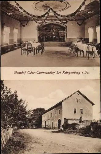 Ak Obercunnersdorf Klingenberg im Osterzgebirge, Gasthof Obercunnersdorf, Innenansicht