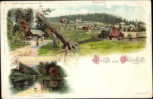 Litho Oberhof im Thüringer Wald, Obere Schweizerhütte, Silberteich, Oberland