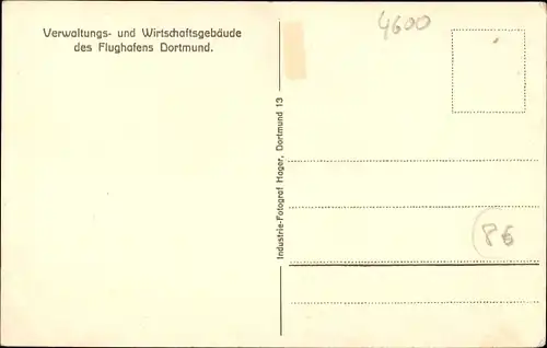 Ak Dortmund im Ruhrgebiet, Verwaltung und Wirtschaftsgebäude des Flughafens