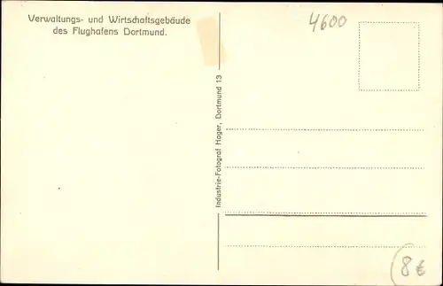 Ak Dortmund im Ruhrgebiet, Flughafen, Eingang, Verwaltungsgebäude