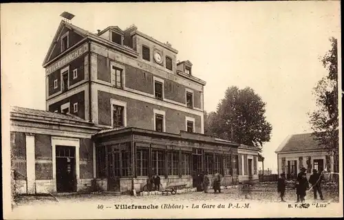 Ak Villefranche sur Saône Rhône, La Gare du P.L.M.