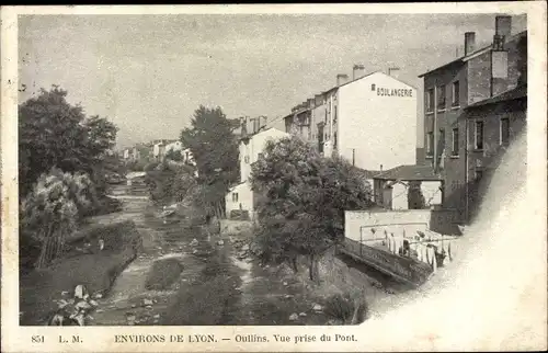 Ak Oullins Lyon Rhône, Vue prise du Pont