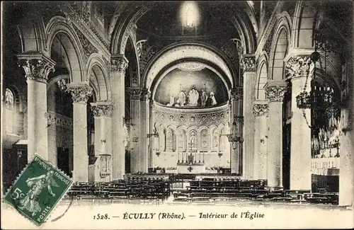 Ak Écully Rhône, Interieur de l'Eglise