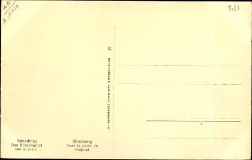 Ak Strasbourg Straßburg Elsass Bas Rhin, Bürgerspital, Hors la porte de l'hopital