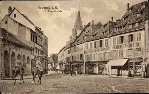 Ak Haguenau Hagenau im Elsass Bas Rhin, Paradeplatz, Schuhhandlung, Kaufhaus