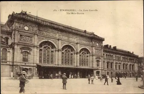 Ak Strasbourg Straßburg Elsass Bas Rhin, La Gare Centrale