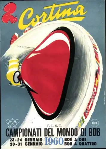 Künstler Ak Cortina d'Ampezzo Veneto, Campionati del Mondo di Bob 1960