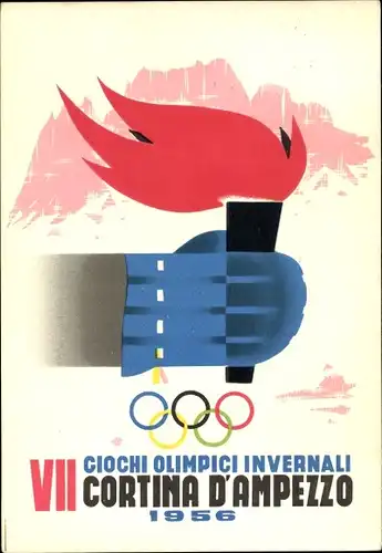 Künstler Ak Cortina d'Ampezzo Veneto, Giochi Olimpici Invernali 1956, Olympische Spiele