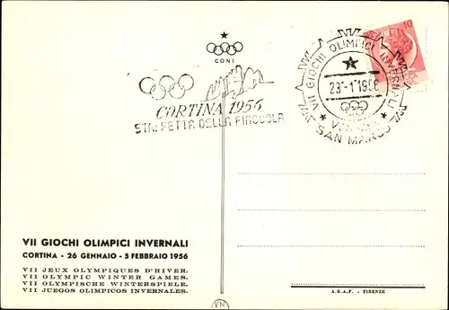 Künstler Ak Cortina d'Ampezzo Veneto, Giochi Olimpici Invernali 1956, Olympische Spiele