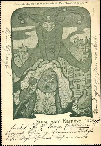 Litho Köln am Rhein, Karneval 1901, Kölner Wochenschrift Das Neue Jahrhundert