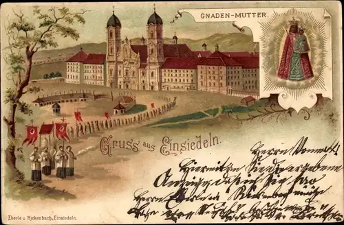 Litho Einsiedeln Kt. Schwyz Schweiz, Gnaden Mutter, Prozession