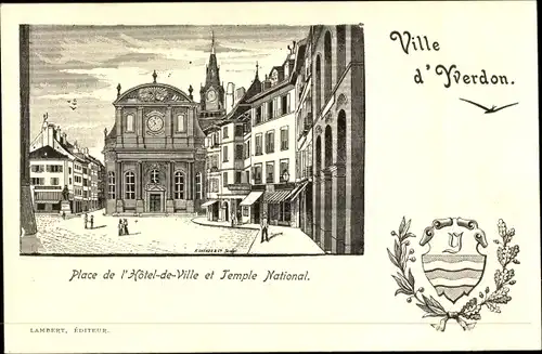 Wappen Litho Yverdon les Bains Kanton Waadt, Place de l'Hotel de Ville, Temple National