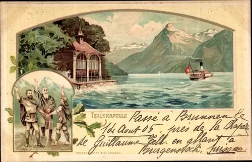 Präge Litho Kanton Uri, Tellskapelle am Vierwaldstättersee