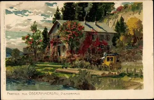 Künstler Litho Diemer, Zeno, Oberammergau in Oberbayern, Das Diemerhaus