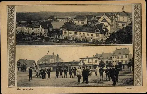 Ak Gonsenheim Mainz Rheinland Pfalz, Kaserne, Soldaten auf dem Exerzierplatz