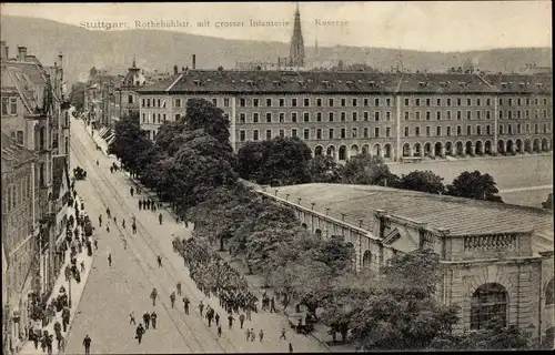 Ak Stuttgart in Württemberg, Rothebühlstraße, große Infanterie Kaserne