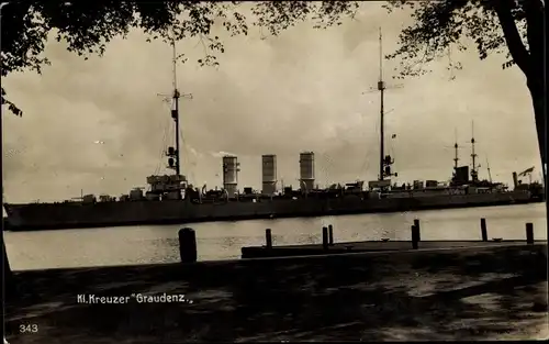 Ak Deutsches Kriegsschiff, Graudenz, Kleiner Kreuzer, Reichsmarine