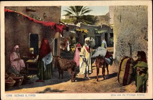 Ak Scenes et Types, Une rue de Village Arabe, Maghreb